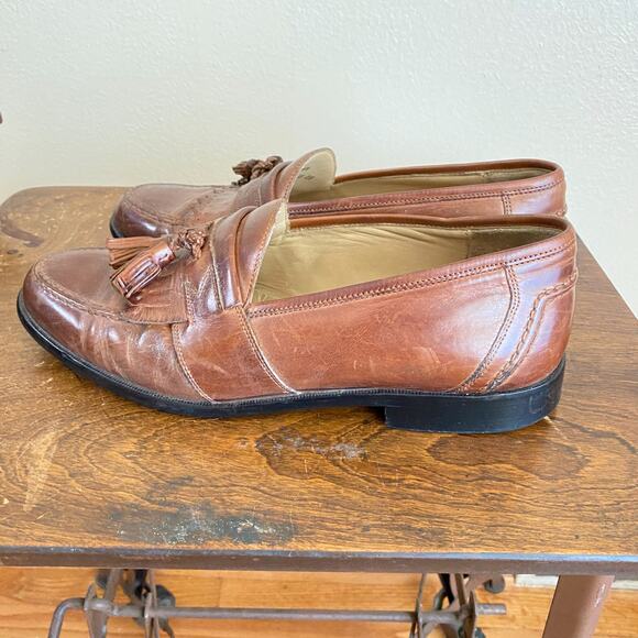 Johnston & Murphy Men\'s Size 9 Brown Leather Slip On Dress Kiltie Tassel Loafers